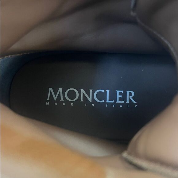 Moncler Tan Suede Boots with Red and White Laces - Picture 3 of 6